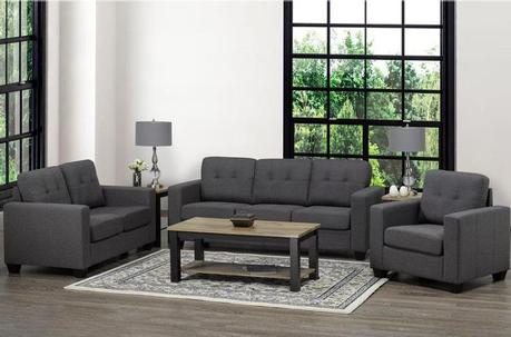 SOFA SET IN CHARCOAL LINEN FABRIC | love seat near me | love seat near london ontario canada | love seat london ontario canada | love seat near london ontario | sofa set london ontario | sofa set near me | sofa set near london ontario canada