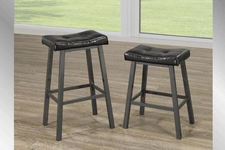COUNTER OR BAR HEIGHT STOOL IN METAL AND LEATHERETTE