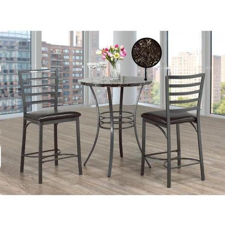 Pub Set features a Grey Metal with Marble | dining room furniture | furniture store