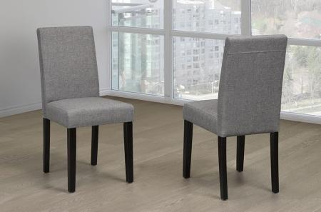 GREY LINEN PARSON CHAIR WITH ESPRESSO LEGS | dining room furniture