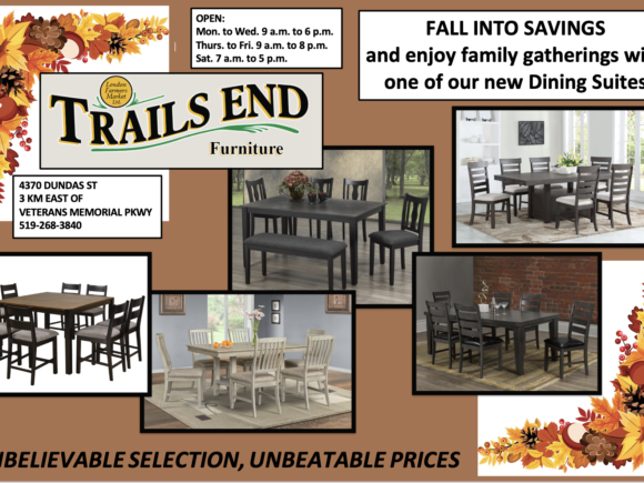 FALL INTO SAVINGS AT TRAILS END FURNITURE!