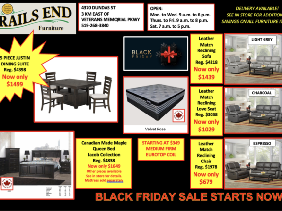 TRAILS END FURNITURE…BLACK FRIDAY SALE STARTS NOW!