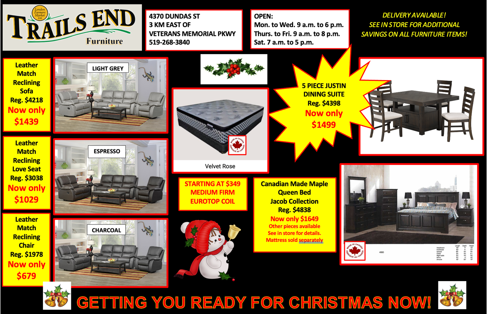 TRAILS END FURNITURE...GETTING YOU READY FOR CHRISTMAS NOW Trails End